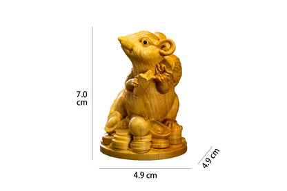 Boxwood 7cm Chinese traditional mascot Chinese zodiac lucky rat Chinese handicrafts small ornaments