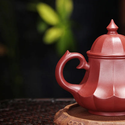 Handmade Tendon Lotus Lamp Teapot, Yixing Handmade Pot, Kung-Fu Teaware, Purple Clay, Drinkware for Puer, Green, Black, Chinese