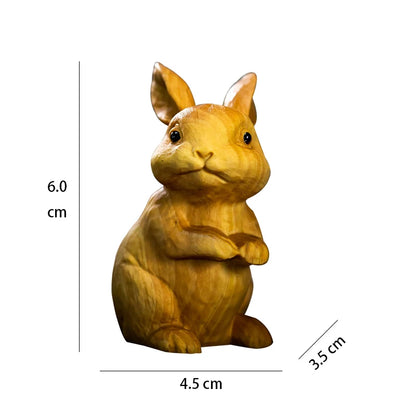 Boxwood 6 cm Chinese Traditional Animal Sculpture Zodiac Rabbit Mascot Office Decoration Solid Wood Crafts