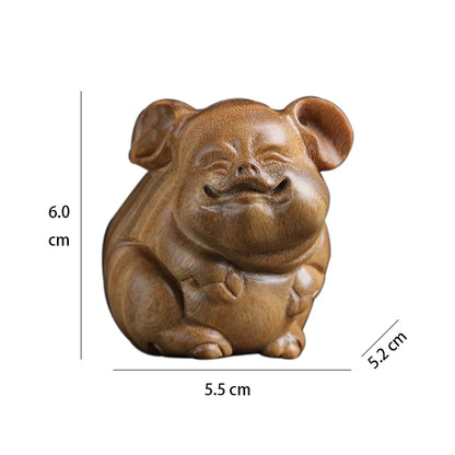 Green sandalwood 6cm Traditional Chinese Chinese Zodiac Pig Office Decoration Feng Shui Real Wood Mascot Collection