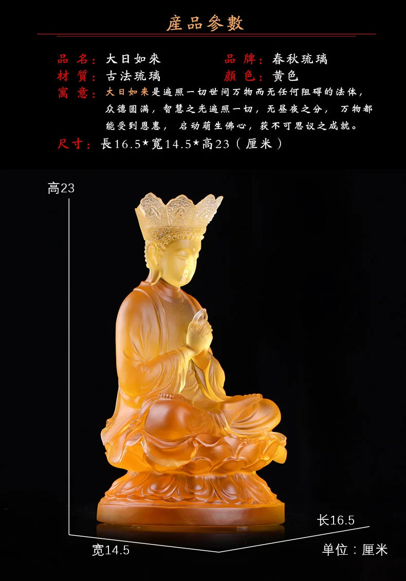 Coloured glaze Tathagata Buddha Statue Decoration Buddhist temple home decor worship Shakyamuni Buddha Temple Buddhist Supplies