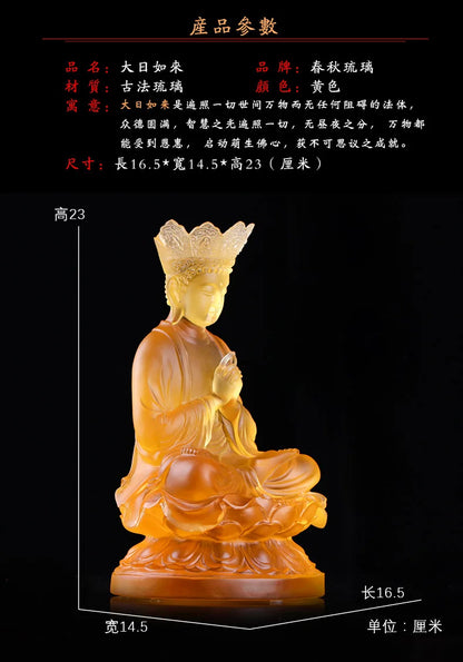 Coloured glaze Tathagata Buddha Statue Decoration Buddhist temple home decor worship Shakyamuni Buddha Temple Buddhist Supplies