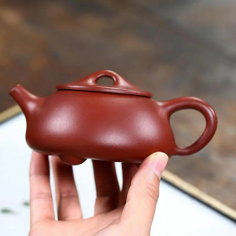 Raw Ore Dahongpao Jingzhou Stone Scoop Pot, Zisha Teapot, Yixing Handmade Pot, Kung-Fu Teaware, Purple Clay Drinkware for Puer