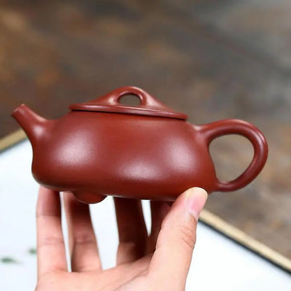 Raw Ore Dahongpao Jingzhou Stone Scoop Pot, Zisha Teapot, Yixing Handmade Pot, Kung-Fu Teaware, Purple Clay Drinkware for Puer