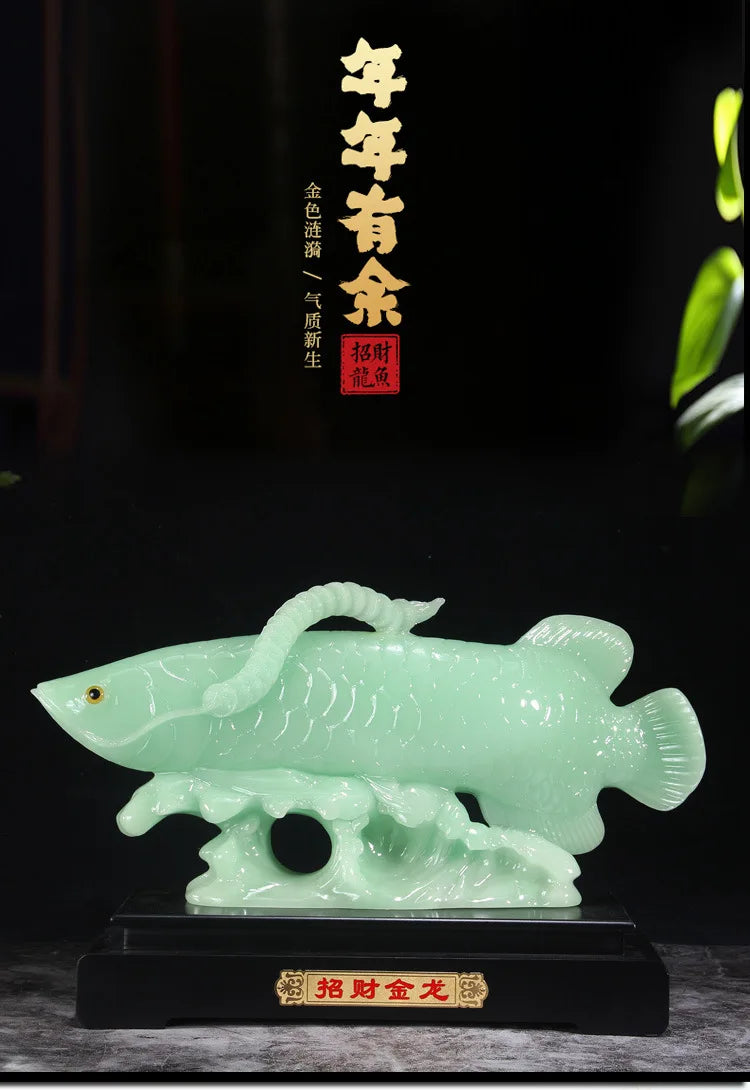 Resin Blue Ice Jade Lucky Arowana Ornaments Crafts Home Living Room Office Decoration Opening Gifts Wholesale Home Decoration