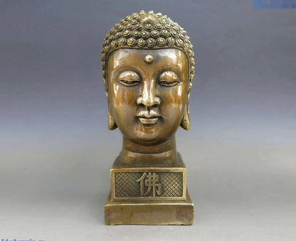 China Brass copper Buddhism Buddha illuminates Buddha head Sculpture Statue