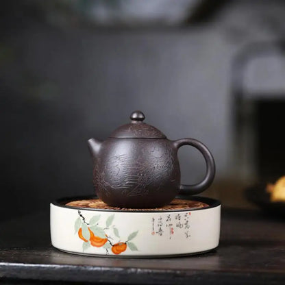 Yixing Purple Clay, Zisha Teapot, Tea Set, Drinkware, Dark mud Dragon Egg Pot,Teaware,Handmade,Green Dark Home Decoration