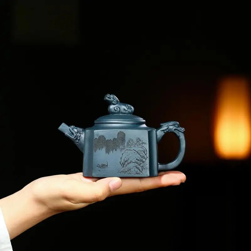 Handmade Zisha Teapot with Purple Clay, Yixing Handmade Pot, Kung-Fu Teaware, Purple Clay Drinkware for Puer Green and Black