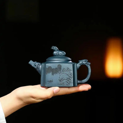 Handmade Zisha Teapot with Purple Clay, Yixing Handmade Pot, Kung-Fu Teaware, Purple Clay Drinkware for Puer Green and Black
