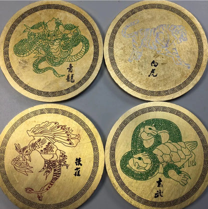 China brass Four God beast paper weight crafts statue A set
