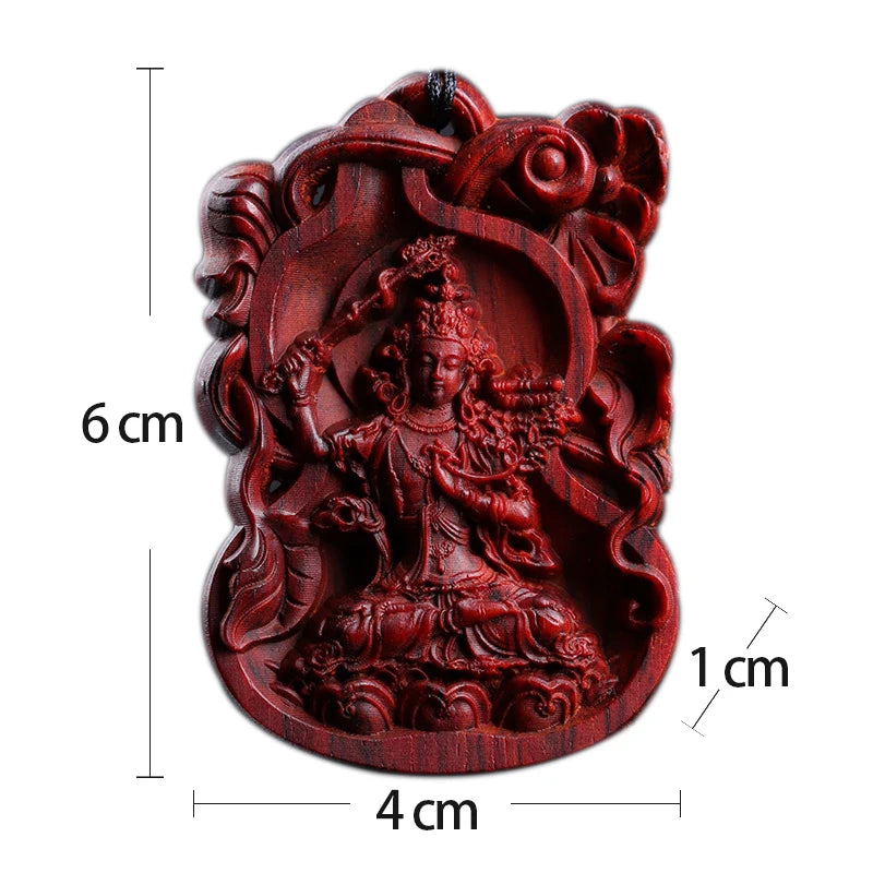 6cm Lobular Rosewood Figure Statue Buddha Pendant Car Hanging Office Decoration Wood Statue Collection