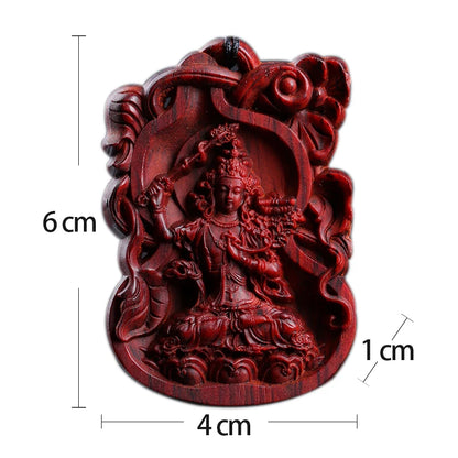 6cm Lobular Rosewood Figure Statue Buddha Pendant Car Hanging Office Decoration Wood Statue Collection