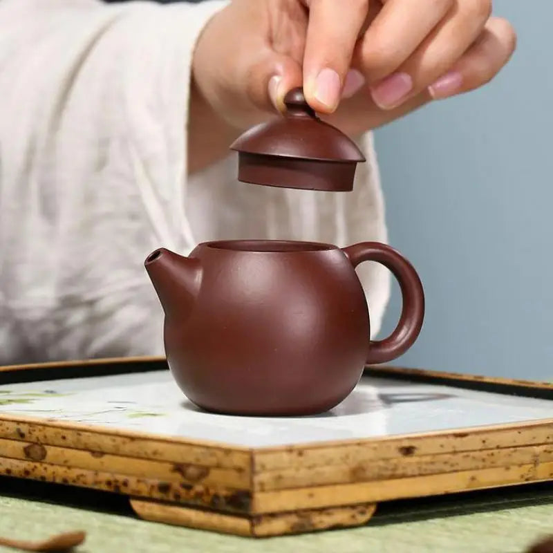 Purple Vermillion Snack Dragon Egg Pot Zisha Teapot Yixing Handmade Pot Kung-fu Teaware  Purple Clay Drinkware For Puer Green
