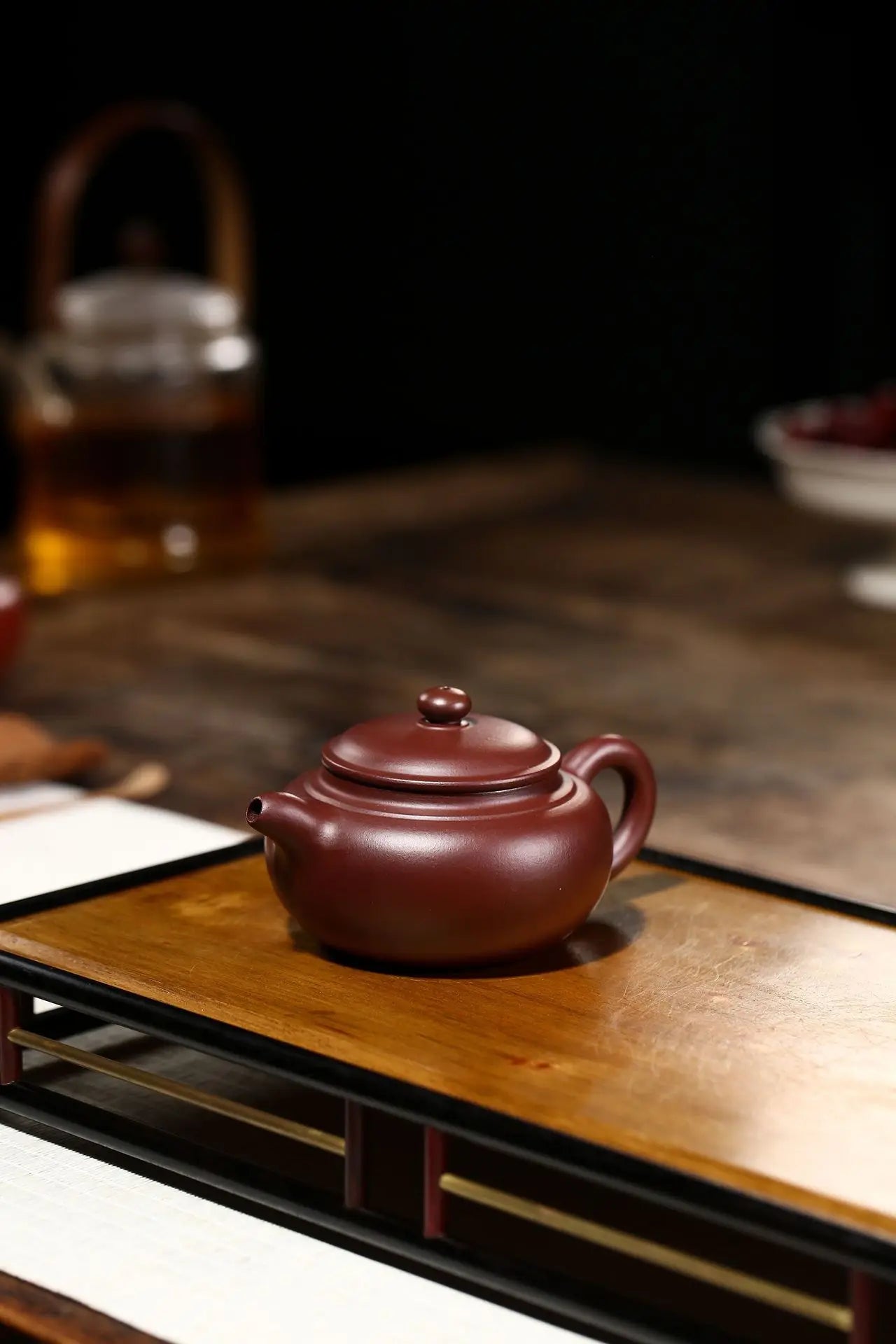 Purple Clay Double Line Antique Pot Zisha Teapot Yixing Handmade Kung-fu Teaware Purple Drinkware For Puer