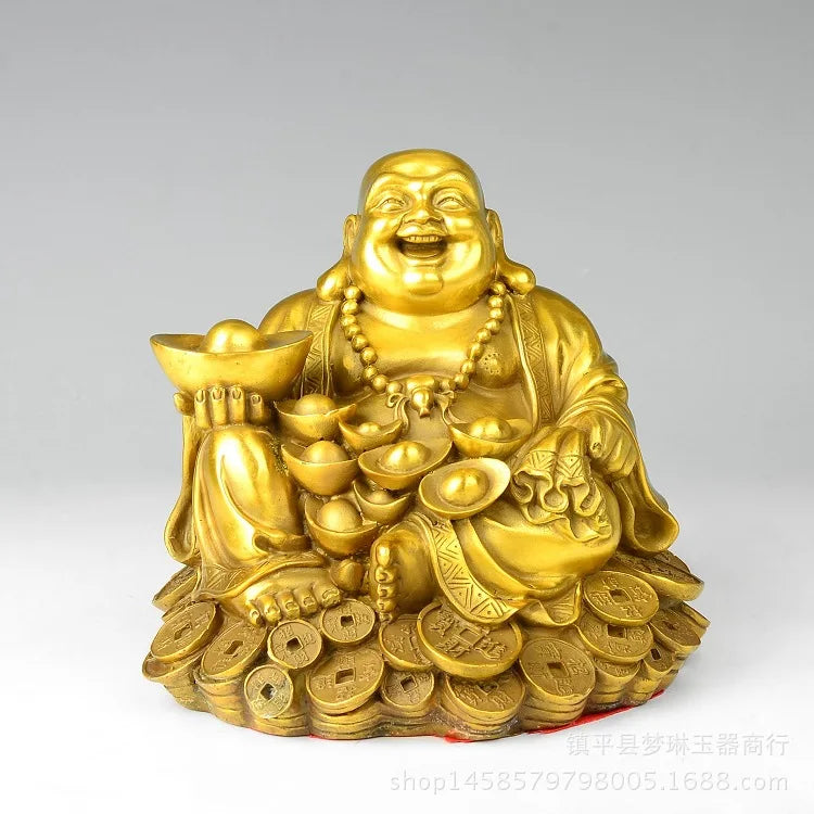 Pure brass Maitreya Buddha ornaments bonhomie laughing Buddha living room TV cabinet home crafts