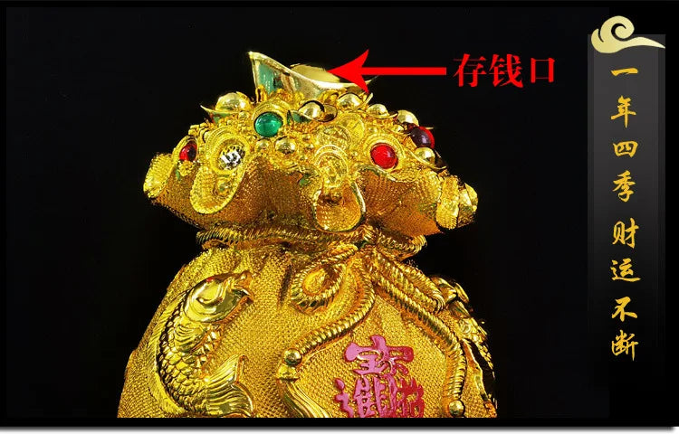 29CMResin Electroplating Gold Fortune Yuanbao Deposit Pot Money Bag Handicraft Ornaments Gifts  Decorations for Home