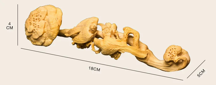Birds and Flowers Ganoderma Ruyi Wood Carved Wishful Collection Decorations Feng Shui Ornaments Men Business Gift