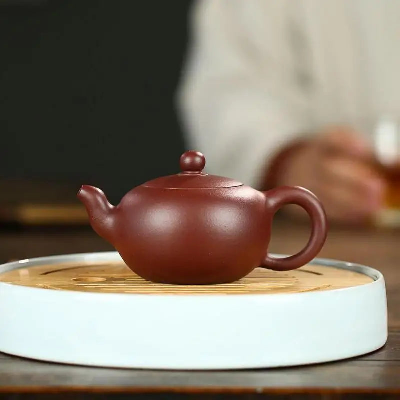 Purple Clay One Bead Teapot Zisha Teapot Yixing Handmade Pot Kung-fu Teaware  Purple Clay Drinkware For Puer Green Black Chinese
