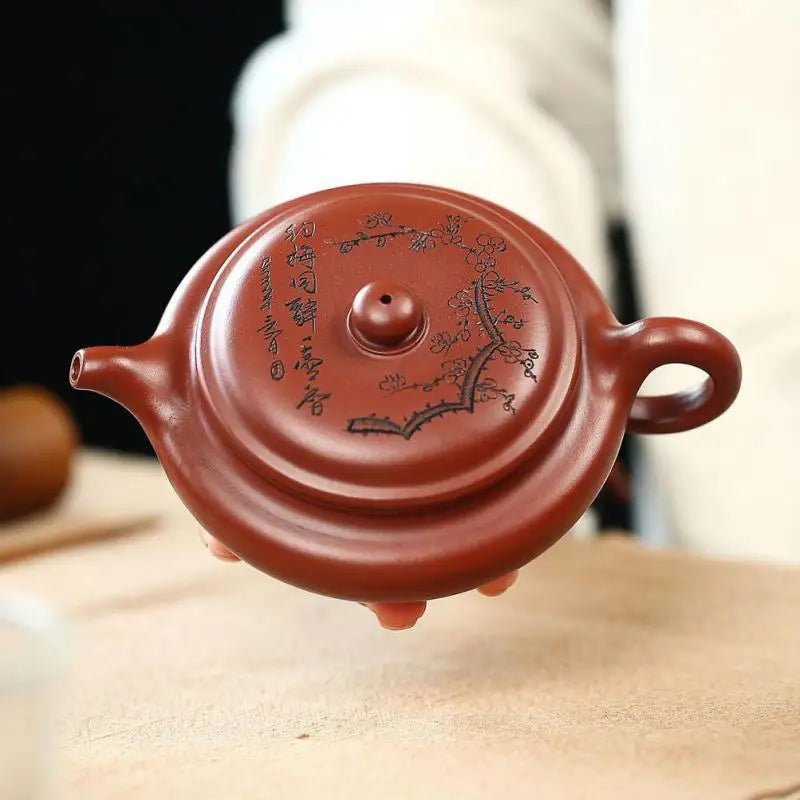 Dahongpao Meixiang Handmade Zisha Teapot, Yixing Handmade Pot, Kung-Fu Teaware, Purple Clay Drinkware for Puer Green and Black