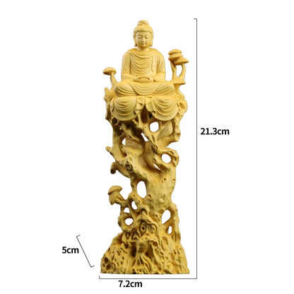 21cm Boxwood Wood Statue Zen Boxwood Figure Statue Real Wood Office Decoration Wood Sculpture Buddha Collection