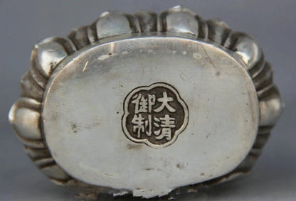 Estatua tibetana de plata de Shakyamuni, asiento de Buda de Amitabha, artesanía de metal para Decoración