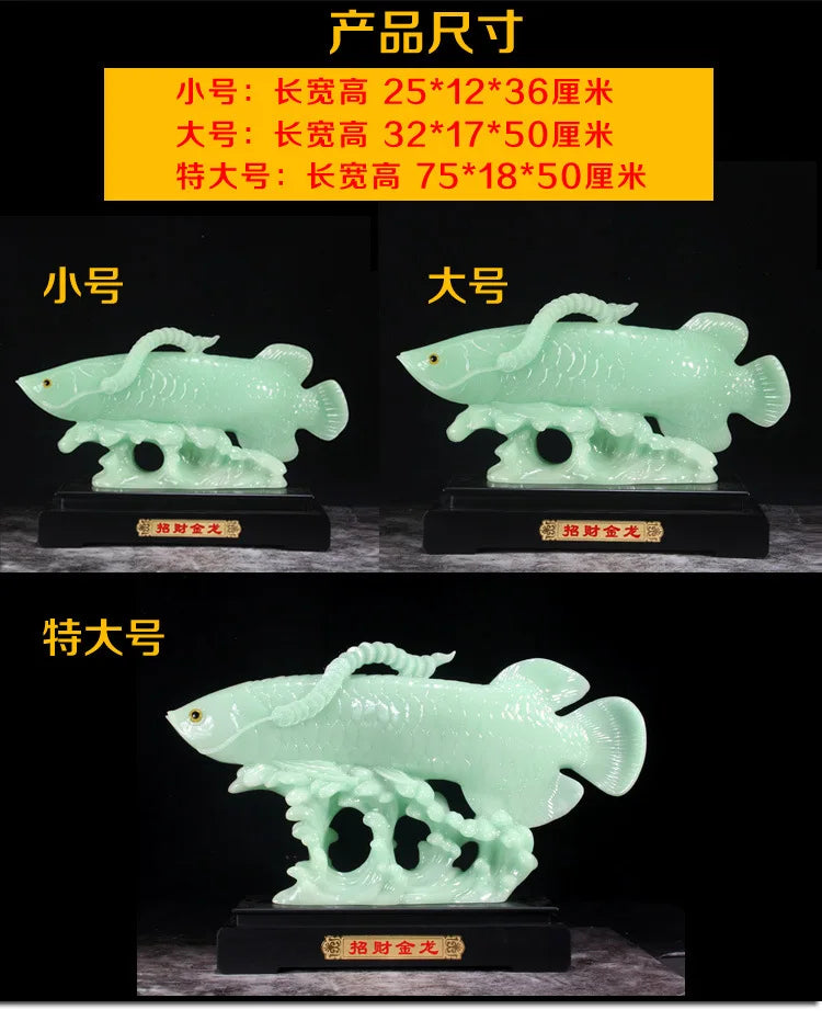 Resin blue ice jade fortune golden dragon fish ornaments crafts home living room office furnishings opening gift wholesale