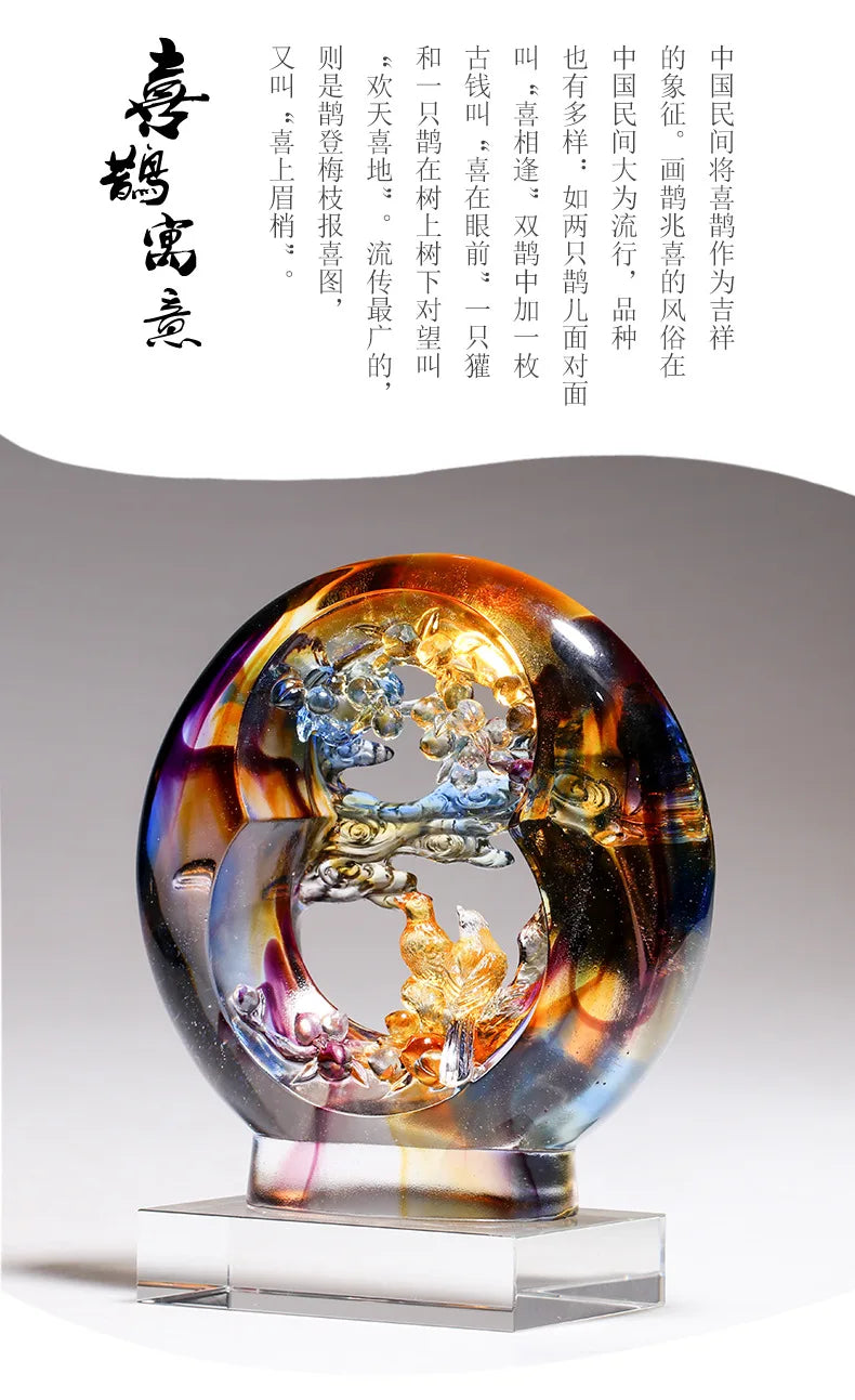 Colored glaze crafts Magpie ornaments Happiness appears in one's face Girlfriend love gift souvenir