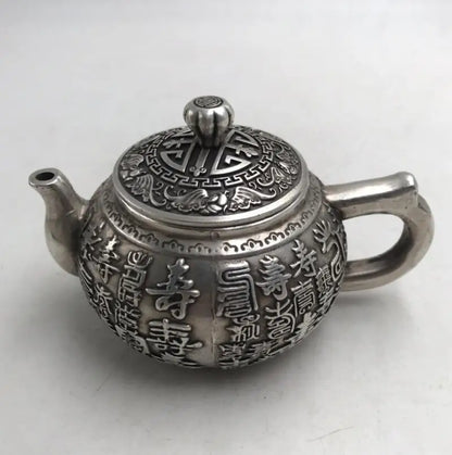 China White copper Shou word teapot crafts statue