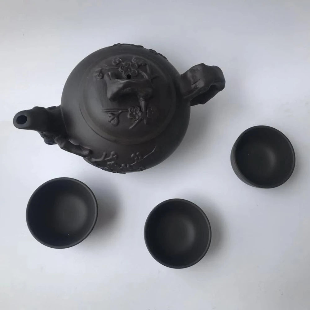 Hot Sale Teapot Chinese Porcelain Yixing Zisha Tea Pot 400ml + 3 Cups 60ml Kung Fu Tea Set Teapots Handmade Zisha Ceramic Kettle