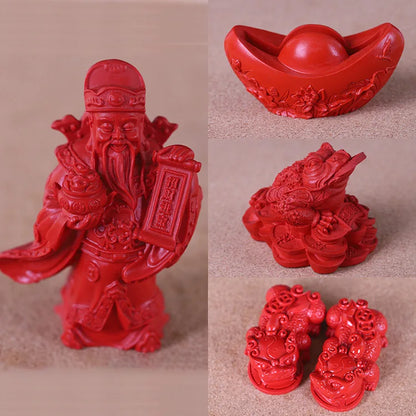 Red cinnabar, red sand, lucky toad, silver ingot, business card holder, ornaments, living room, study, peace, feng shui