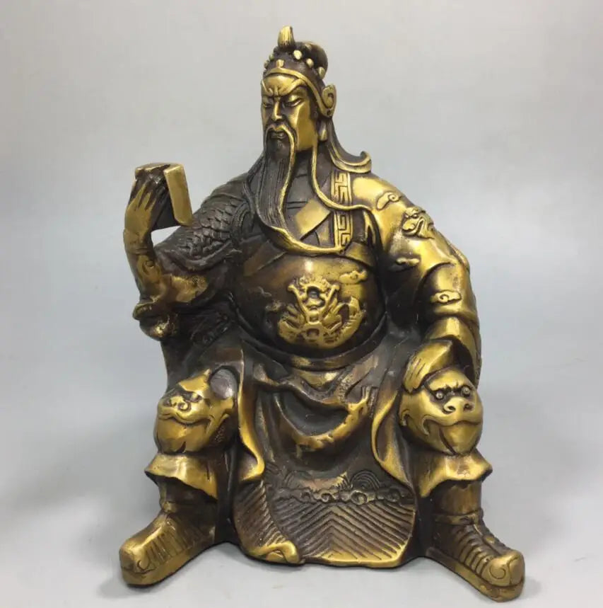 China archaize brass Martial god Guan yu crafts statue