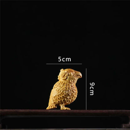 Boxwood 9cm Bird Sculpture Solid Wood Animal Statue Living Room Peaceful Animals Decoration Home Decor