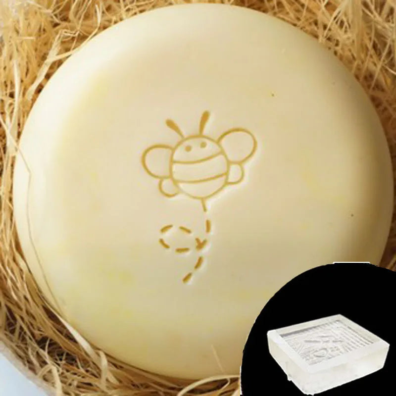 Cute Bee Honeybee Pattern Soap Stamp Mold, Natural Handmade Seal, Mini DIY Soap Stamp, 3cm