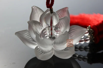 Chinese colored glaze lotus Car ornaments Buddhist lotus Pendant gift ...