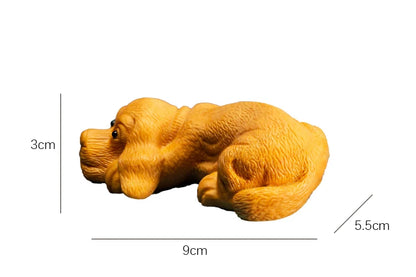 Boxwood 7cm 9cm Dog Sculpture Chinese Zodiac Animal Cute Puppy Wood Statue Home Decor