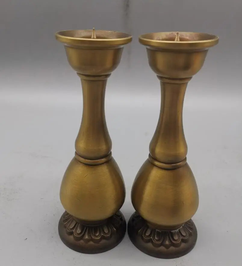 China brass archaize Candle Holders crafts statue A pair