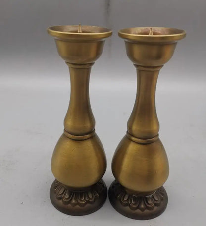 China brass archaize Candle Holders crafts statue A pair