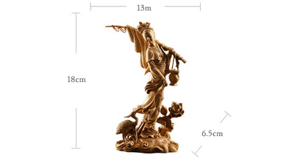 Home Decor Statue Beauty Fishing Boxwood Wood Statue Ornaments Figure Statue Chinese Features Wood Sculpture