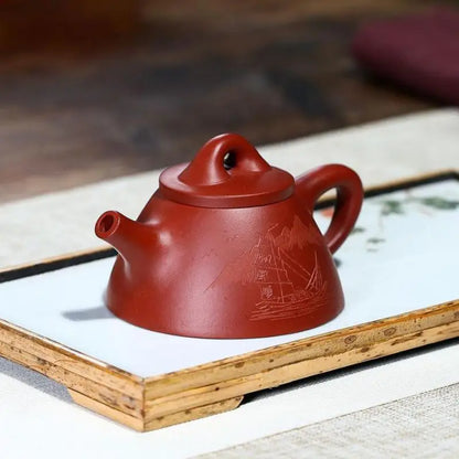 Carved  Pot, Zisha Teapot, Yixing Handmade Pot, Kung-Fu Teaware, Purple Clay Drinkware for Puer Green and Black