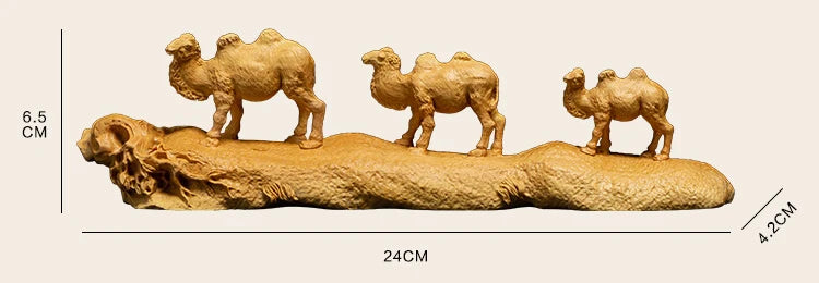 Solid wood carved statue of camel animals, silk furniture, boxwood, carving, room, fortune, wealth,
