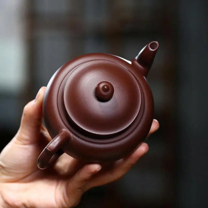 Purple Zhuni Engraved Teapot With Laughing Sakura Zisha Teapot Yixing Handmade Pot Kung-fu Teaware  Purple Clay Drinkware  Puer