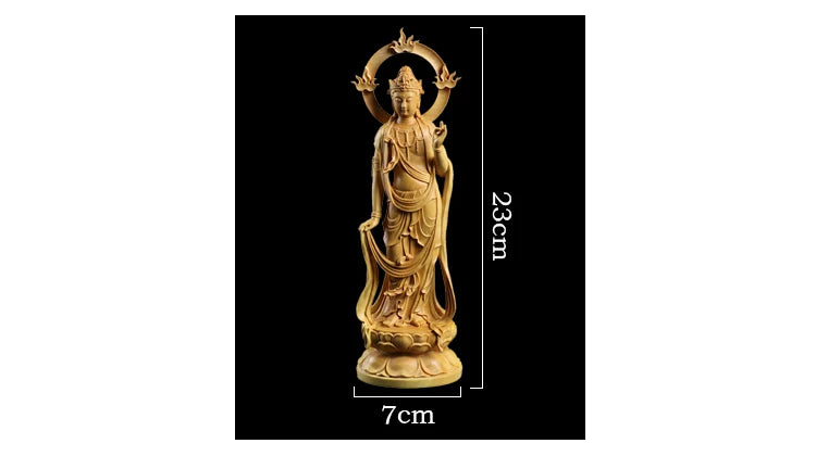 Boxwood 15 21 24cm Guanyin Sculpture Wood Carving Buddha Statue Home Decor