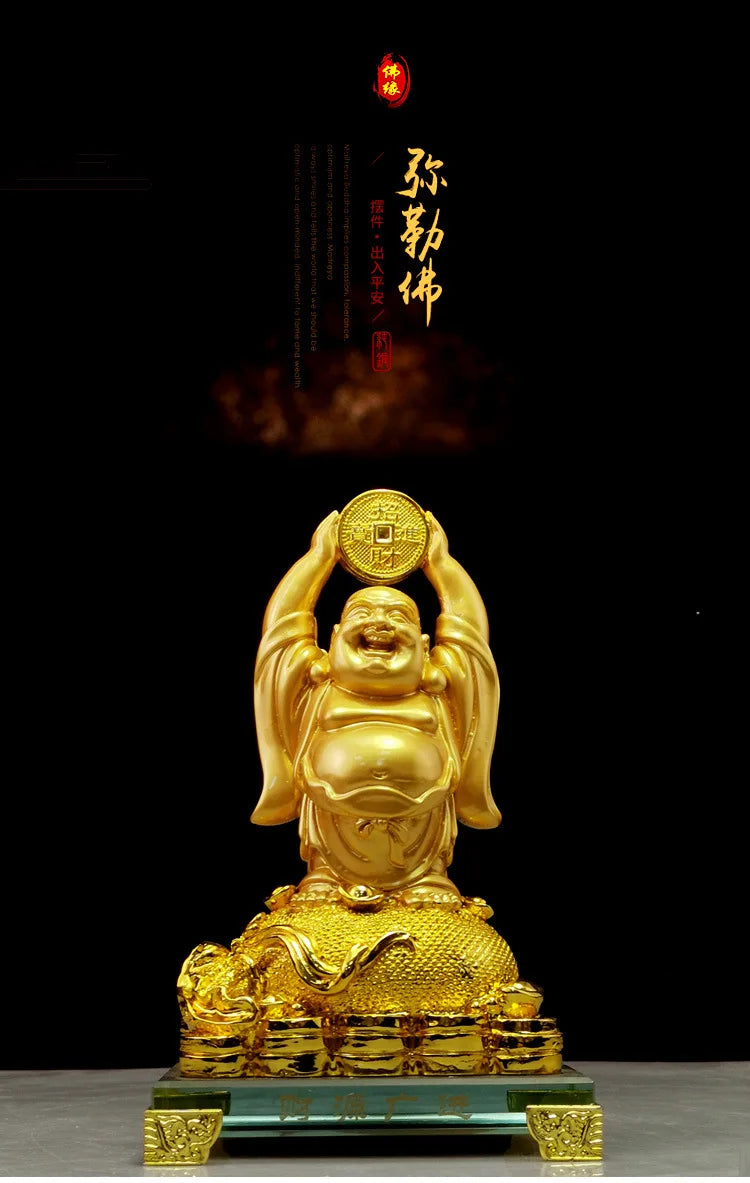 Divance resin crafts Golden Crystal fortune Maitreya small ornaments opening ceremony company customized wholesale