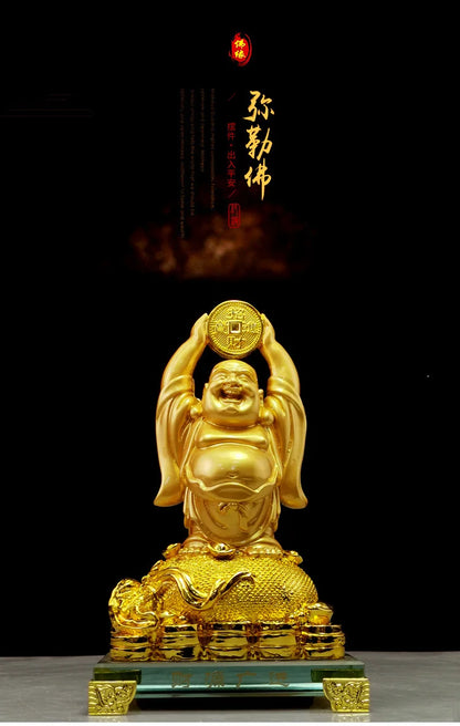 Divance resin crafts Golden Crystal fortune Maitreya small ornaments opening ceremony company customized wholesale