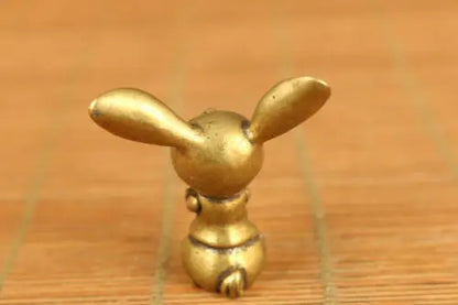 Asain old bronze hand casting rabbit netsuke table decoration christmas statue