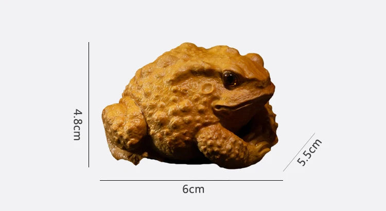Boxwood 5/6CM Lucky Rich Toads Wood Frogs Golden Toad Animal Wood Statue Office Decoration Animal Sculpture Mascot Wood Statue