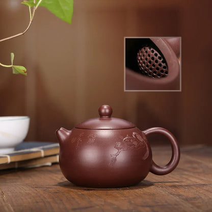 Zhuni Xishi Zisha Teapot, Handmade Pot, Kung-Fu TeawarePurple Clay, Drinkware for Puer Green and Black Chinese Tea