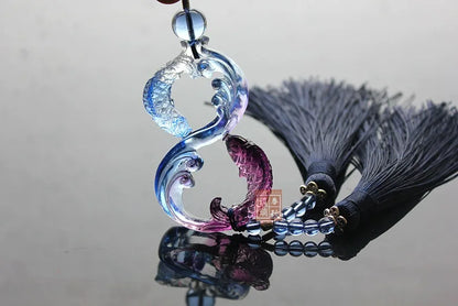 Double fish colored glaze ornaments Car pendant Crafts
