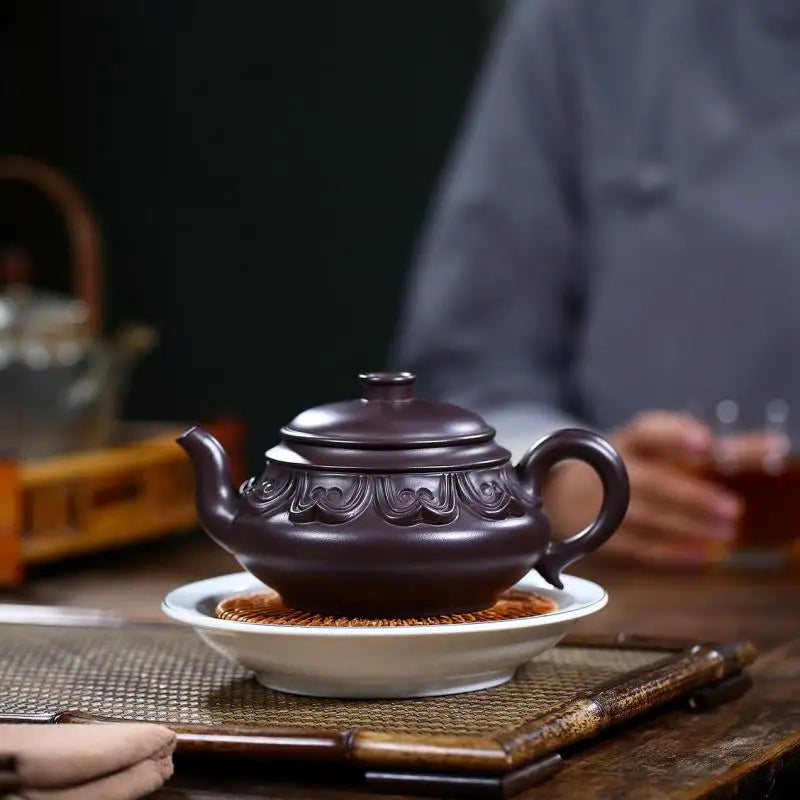 Handmade Zisha Teapot, Yixing Handmade Pot, Kung-Fu Teaware, Purple Clay Drinkware for Puer Green, Black Old Purple Clay, Buddhi