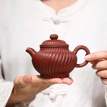 Dahongpao Tendons Zisha Teapot, Yixing Handmade Pot, Kung-Fu Teaware, Purple Clay Drinkware for Puer Green and Black Chinese Tea